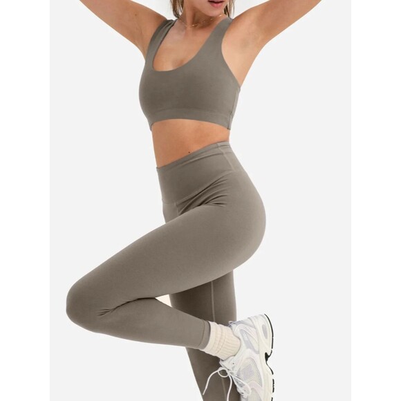 Mate the Label Women's Organic Cotton Midi Leggings Pebble NWT - Picture 2 of 6